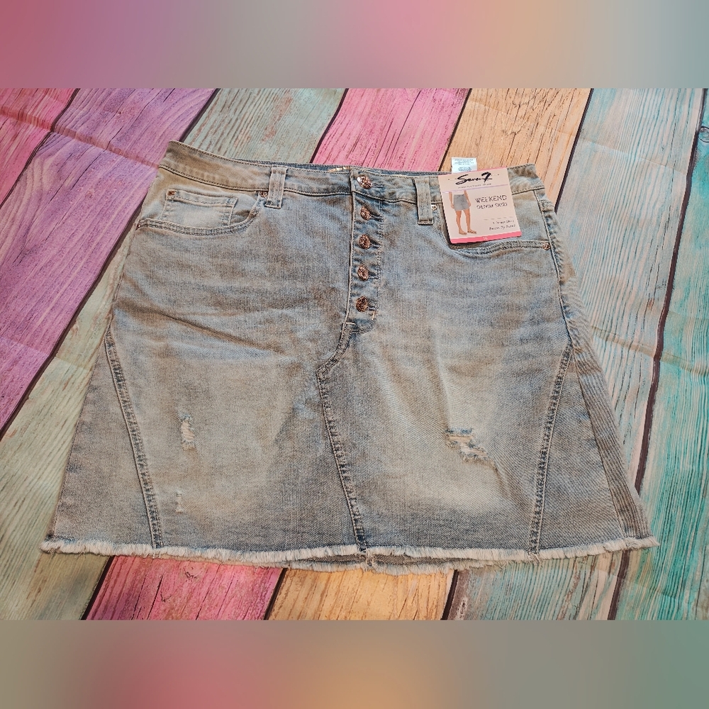 Size 14 Seven7 Denim Skirt with Button Fly #0424